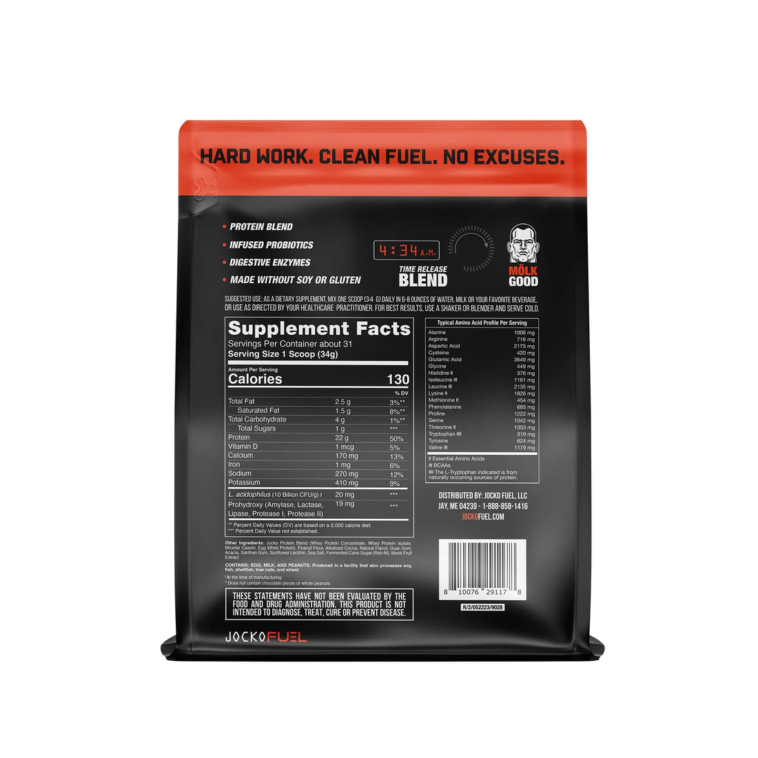 Jocko Mölk Chocolate Peanut Butter Whey Protein Powder - Keto, Probiotics, Grass Fed Jocko Fuel uk supplements