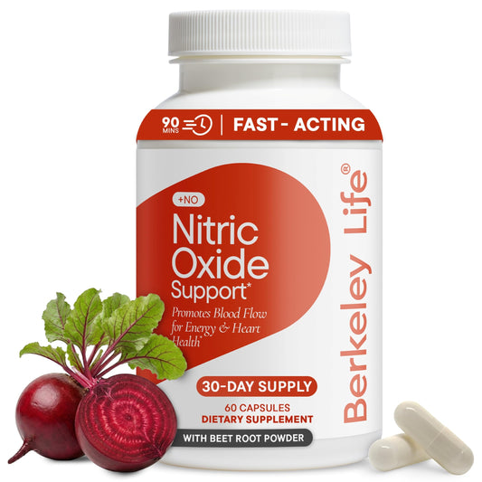 Berkeley Life Nitric Oxide Support Supplement - Nitric Oxide Booster for Men & Women - Blood Flow & Circulation with Beet Root Powder to Support Energy, Heart Health Berkeley LifeUS supplements