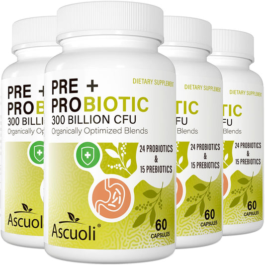 Probiotics for Women & Men - 300 Billion CFU, 24 Strains + 15 Organic Herbs Prebiotics Blend, Daily Probiotic for Digestive Health, Immune, Gut, Bloating AscuoliUS supplements