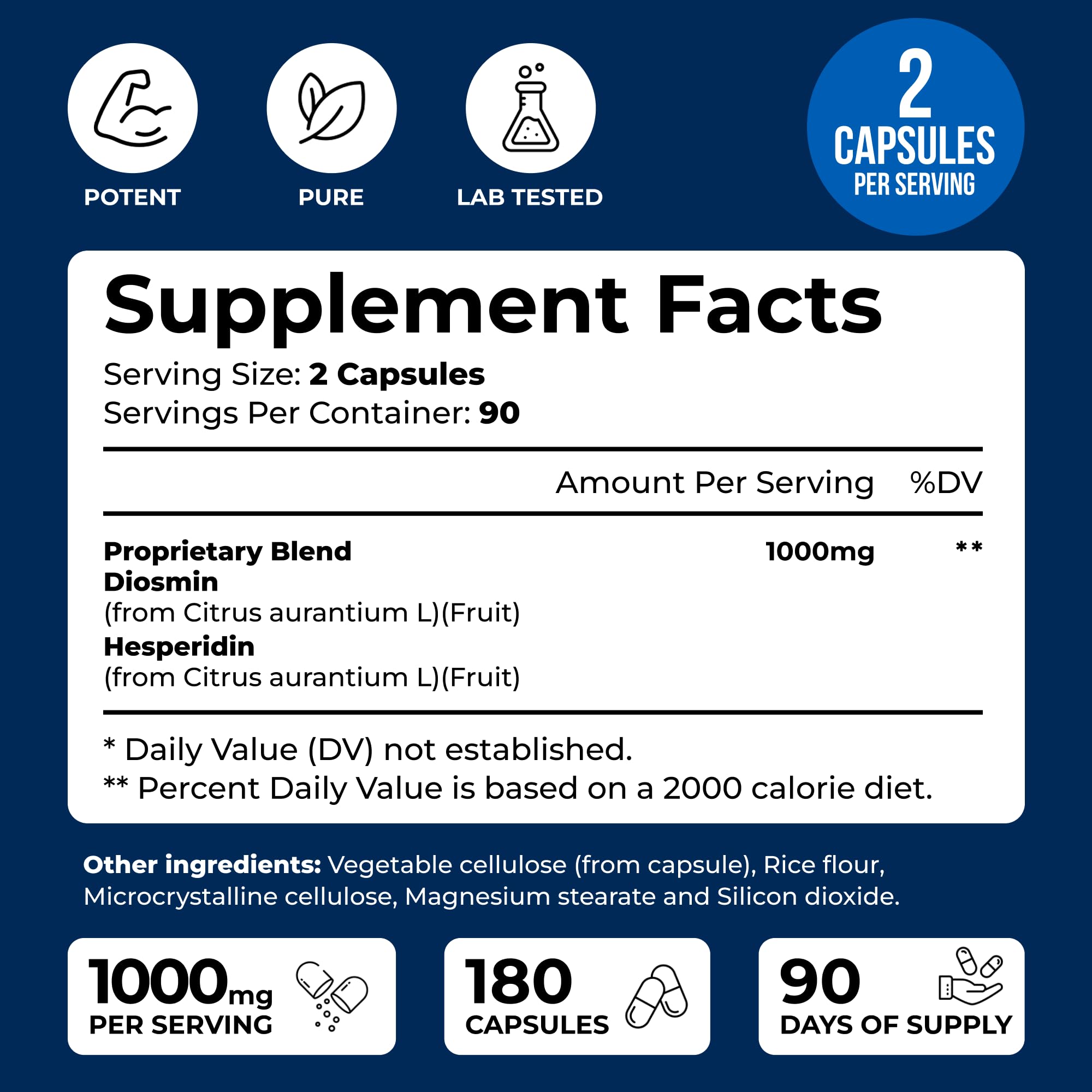We Like Vitamins Diosmin Hesperidin 1000mg – 180 Capsules – 90 Day Supply - Diosmin and Hesperidin Supplement – Helps to Support Healthy Circulation, Veins, Capillaries, and Lymphatic Drainage We Like Vitamins Au supplements