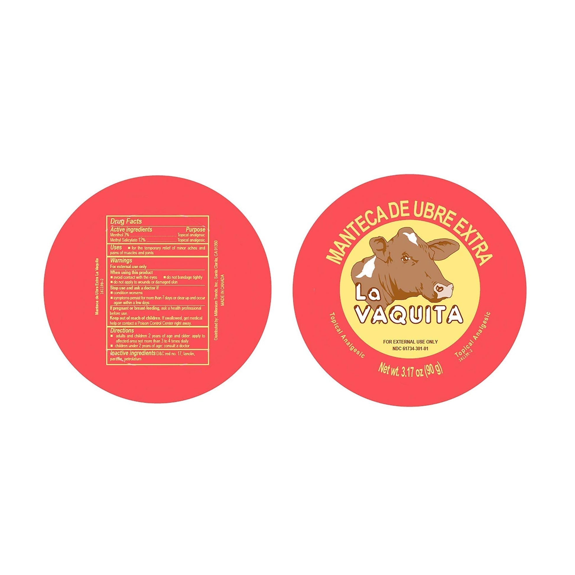 BILITOK 2 Pack La Vaquita Extra Strength Udder Balm Manteca Ubre De Vaca Pain Relief 3.17 Oz. Topical Analgesic La Vaquita Erectogen Au supplements