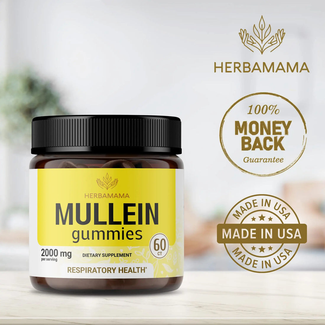 HERBAMAMA Mullein Gummies - Mullein Leaf Dietary Supplement for Respiratory HERBAMAMA uk supplements