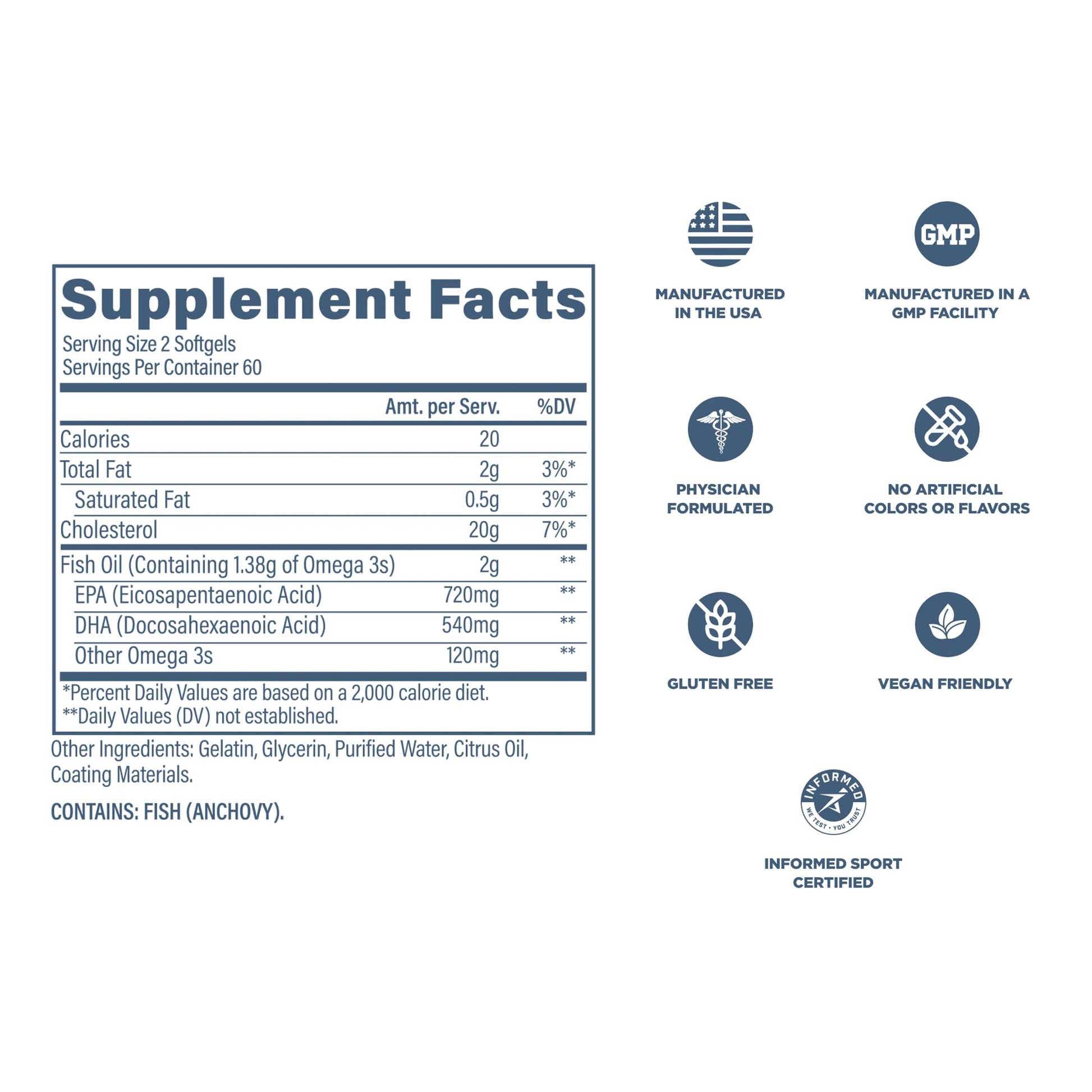 Revive MD Omega 3 Fish Oil Supplements for Men & Women – Softgels with EPA & DHA Fatty Acids for Healthy Skin & Joints, Heart & Brain Support – Vegan-Friendly, Gluten-Free (120 Softgels) Revive Au supplements
