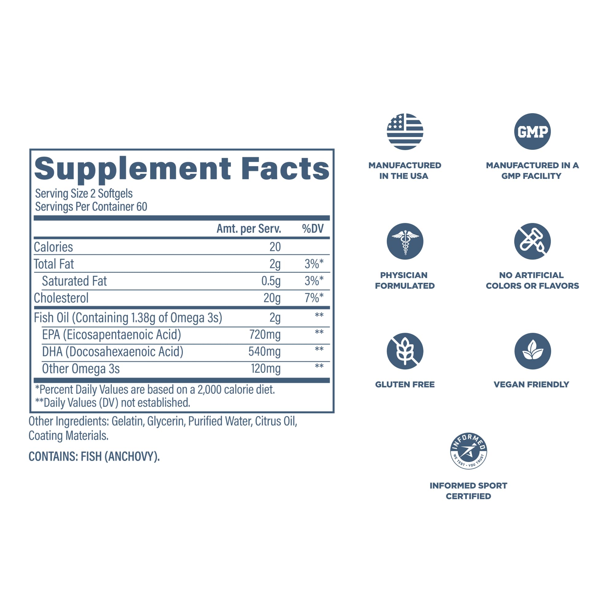 Revive MD Omega 3 Fish Oil Supplements for Men & Women – Softgels with EPA & DHA Fatty Acids for Healthy Skin & Joints, Heart & Brain Support – Vegan-Friendly, Gluten-Free (120 Softgels) Revive Au supplements