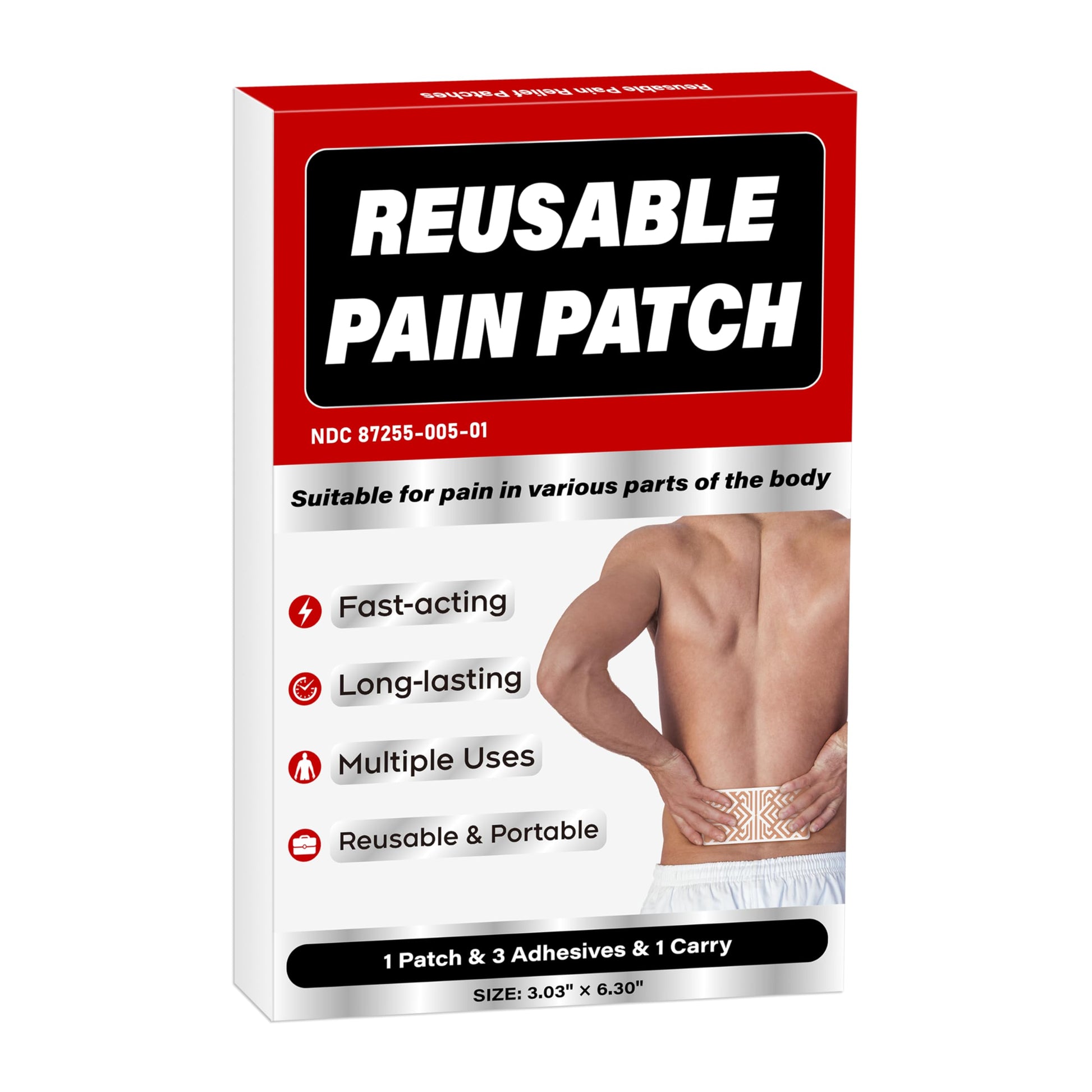 XAYIUIYAX Menthol Pain Patches, Cooling Pain Relief for Sore Muscle Relief - Includes 3 Adhesives, 1 Patch & 1 Carry Case - Relief Back, Shoulder & More - 3.03" × 6.30"-0317 XAYIUIYAX Au supplements