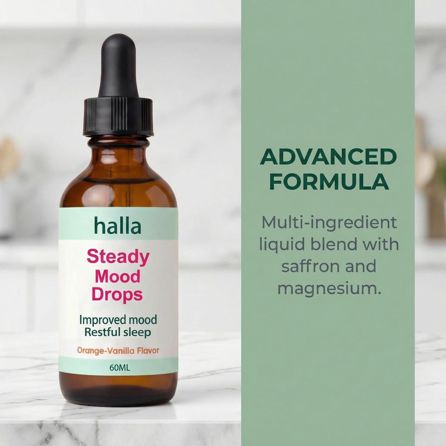 Halla Steady Mood Drops, with Saffron Extract – Fast Absorption Cognitive & Emotional Balance Supplement – Advanced Brain Nutrient Blend – Orange Vanilla Flavor, 2 fl oz DFTLUUEAu supplements