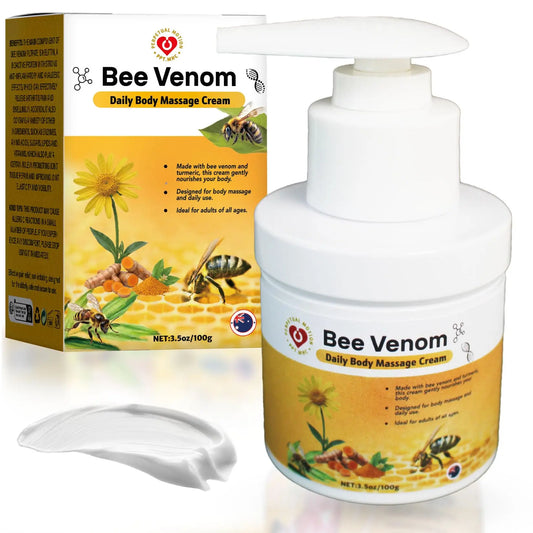 PPT.MHC Bee Venom Massage Cream with Pump - Soothing Muscle Rub with Turmeric, Arnica & MSM - Premium Bee Venom Lotion for Back, Legs & Feet - Everyday Non-Greasy 3.5oz Cream PPT.MHCAU supplements