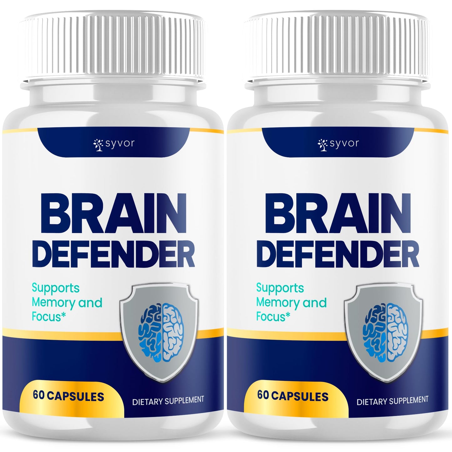 (2 Pack) Brain Defender Supplement Pills, Official Brain Defender Advanced Formula Nootropic Capsules, All Natural Health and Wellness Support Formula Maximum Strength Braindefender (120 Capsules) SyvorAu supplements