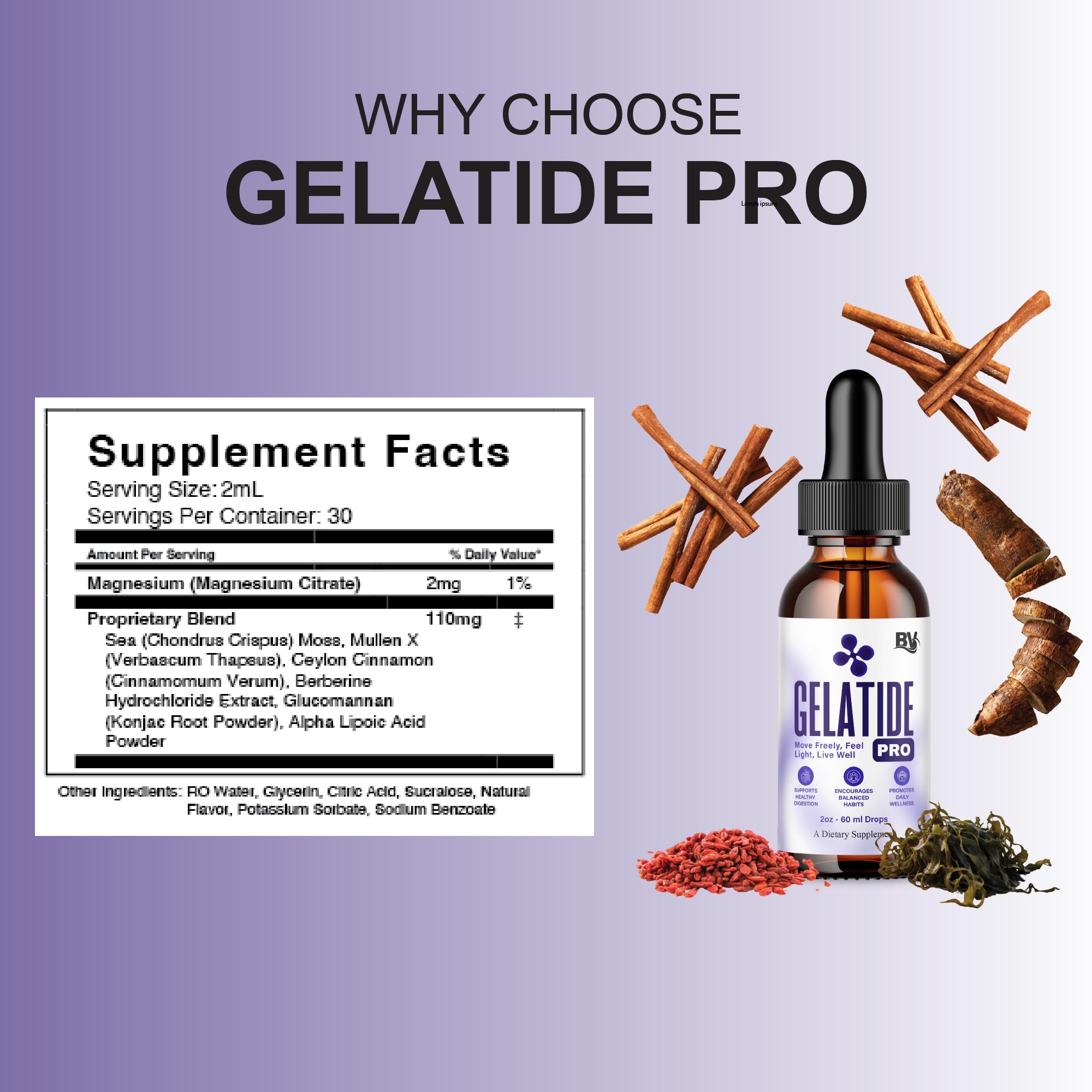 BLUE VIBE Gelatide Liquid Drops, Gela Tide Advanced Maximum Strength Overall Health & Wellness Support Supplement, Gelatide Premium Daily Health and Overall Energy Formula (2oz / 60ml) BLUE VIBE Au supplements