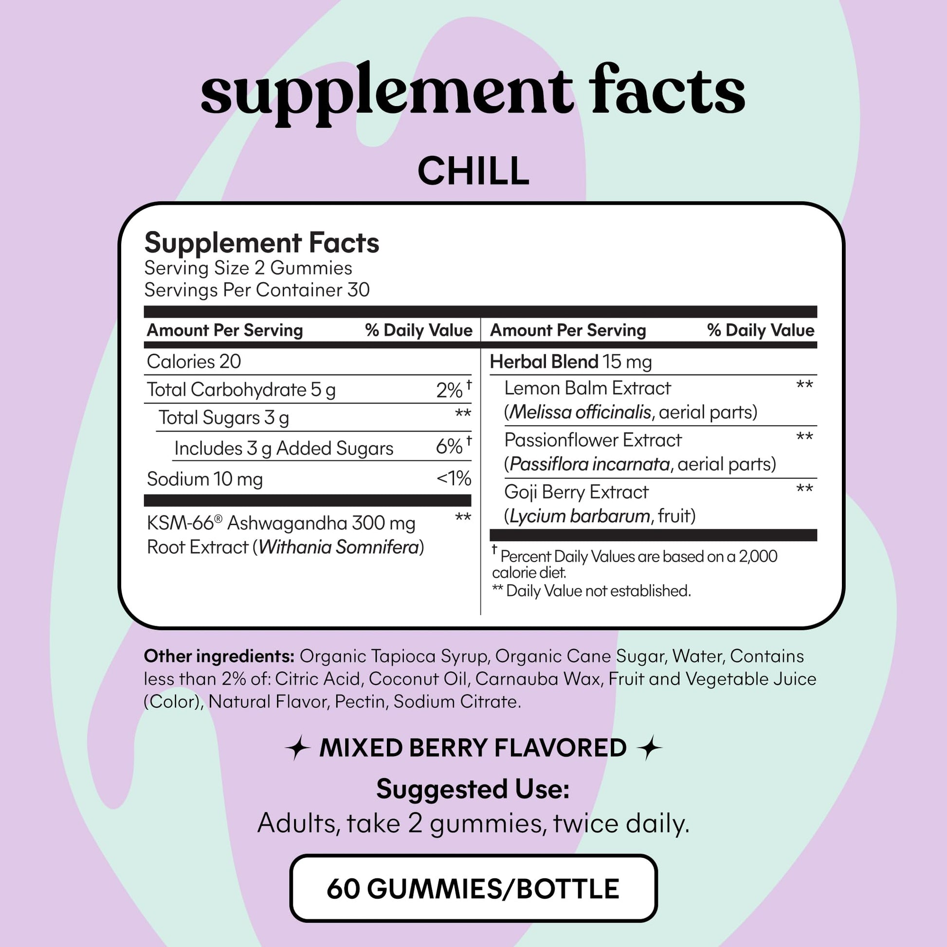 Lemme Chill Stress Relief Gummies with 300mg KSM-66 Ashwagandha, Lemon Balm, Passionflower & Goji to Support Relaxation, Healthy Cortisol & Sleep - Gluten-Free, Non-GMO, Mixed Berry (60 Count) LemmeUS supplements