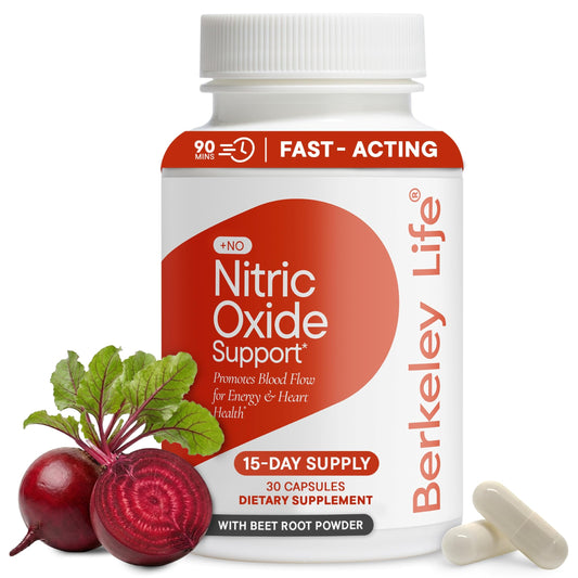 Berkeley Life Nitric Oxide Support Supplement - Nitric Oxide Booster for Men & Women - Blood Flow & Circulation with Beet Root Powder to Support Energy, Berkeley LifeUS supplements