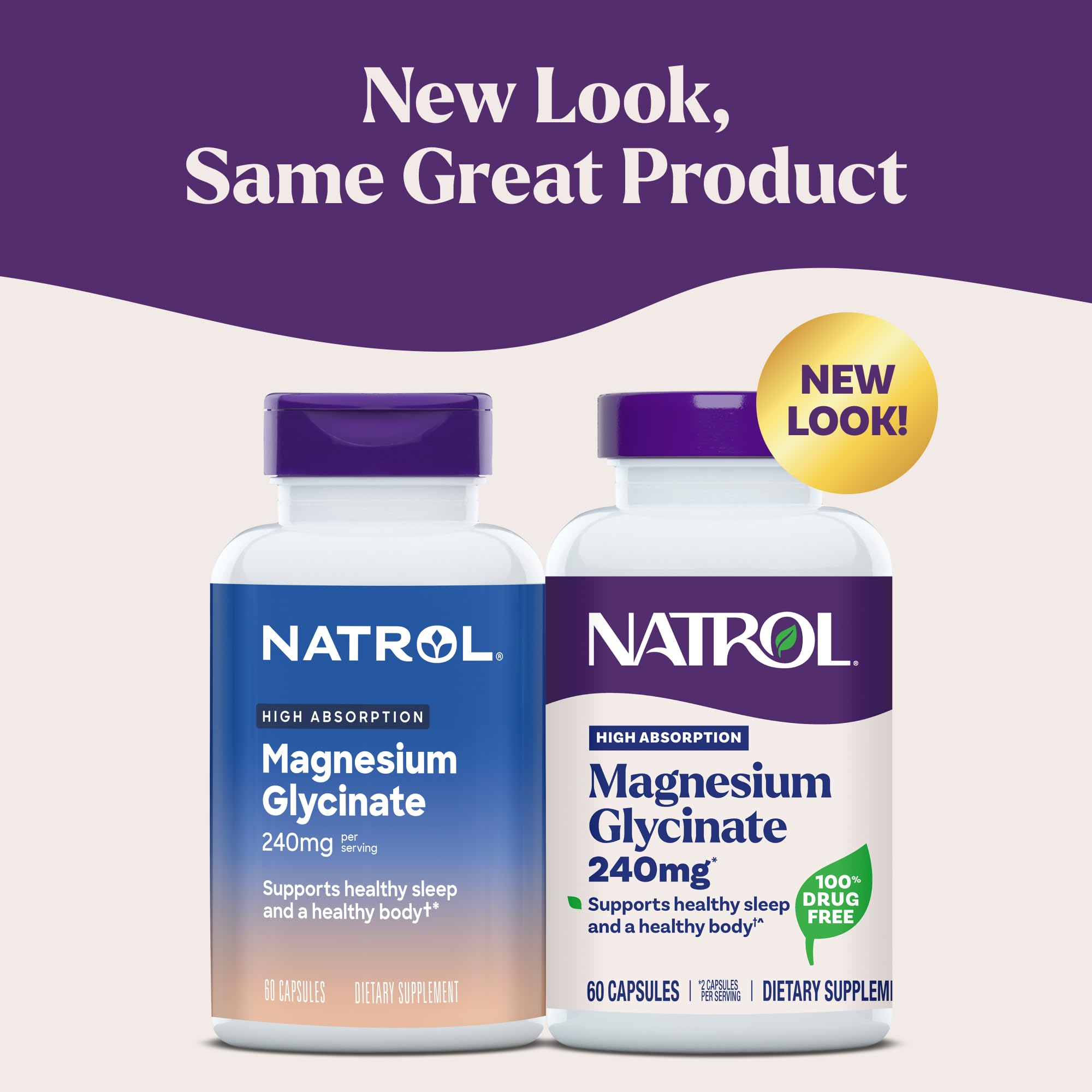 Natrol Magnesium Glycinate Supplements 240 mg - High Absorption - Calm Magnesium Glycinate for Sleep - 60 Capsules, 30 Day Supply Natrol Au supplements