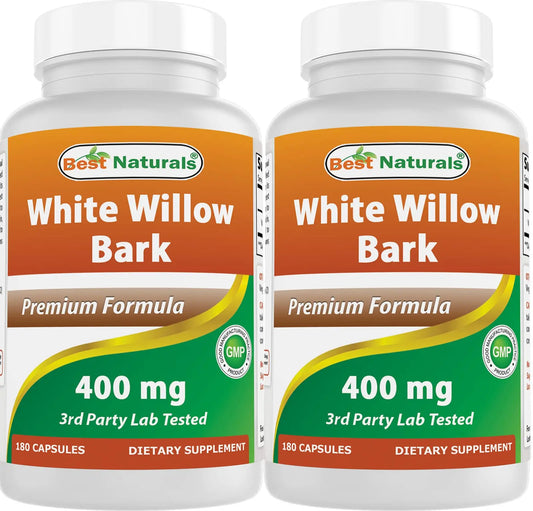 Best Naturals White Willow Bark 400 mg 180 Capsules (180 Count (Pack of 2)) Best NaturalsAU supplements
