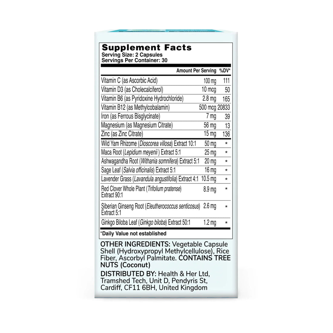 Health & Her Perimenopause Supplement for Women – The UK’s No.1 Perimenopause Supplement - Multi-Nutrient Wellbeing Support for Early Stage of Menopause, Vegan, Gluten-Free, Non GMO (60 ct - 1 Month) Health and Her uk supplements