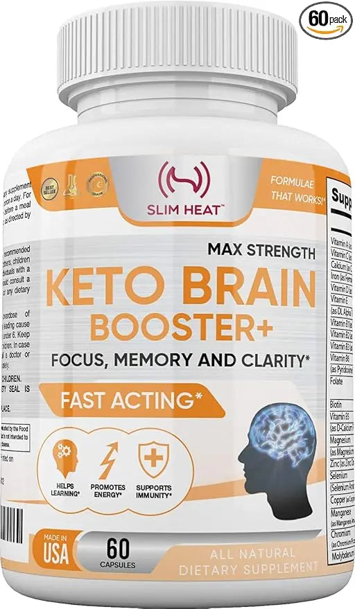 Keto Brain Booster - Brain Supplement - Focus, Concentration, Memory Neuro Supplement for Women & Men - Supports Learning, Energy, Immunity - All Natural, Non GMO, Made in USA - 60 Capsules Slim Heatnz supplements