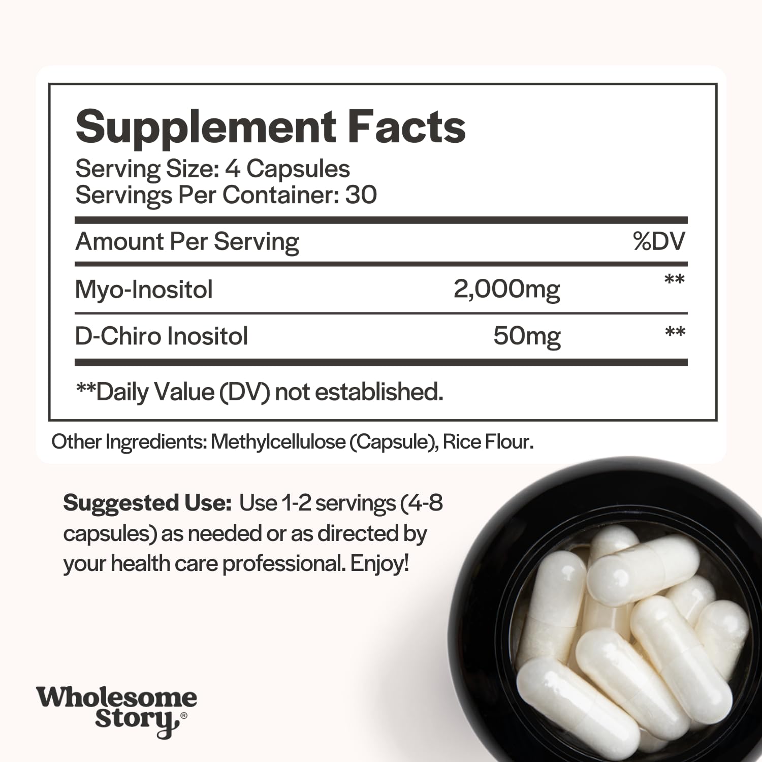 Wholesome Story Myo-Inositol & D-Chiro Inositol Supplement for Women | Fertility Supplements for Hormonal Balance & Ovarian Health Support | Myoinositol | Ideal 40:1 Ratio | 30 Servings Wholesome Story Au supplements