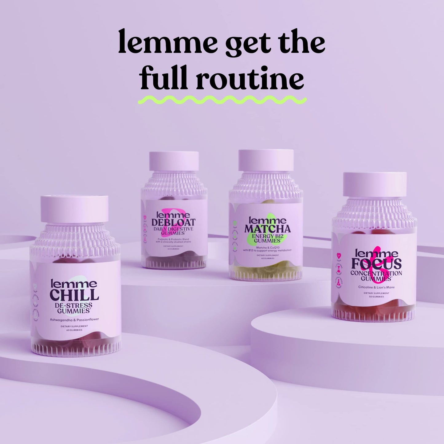 Lemme Chill Stress Relief Gummies with 300mg KSM-66 Ashwagandha, Lemon Balm, Passionflower & Goji to Support Relaxation, Healthy Cortisol & Sleep - Gluten-Free, Non-GMO, Mixed Berry (60 Count) LemmeUS supplements