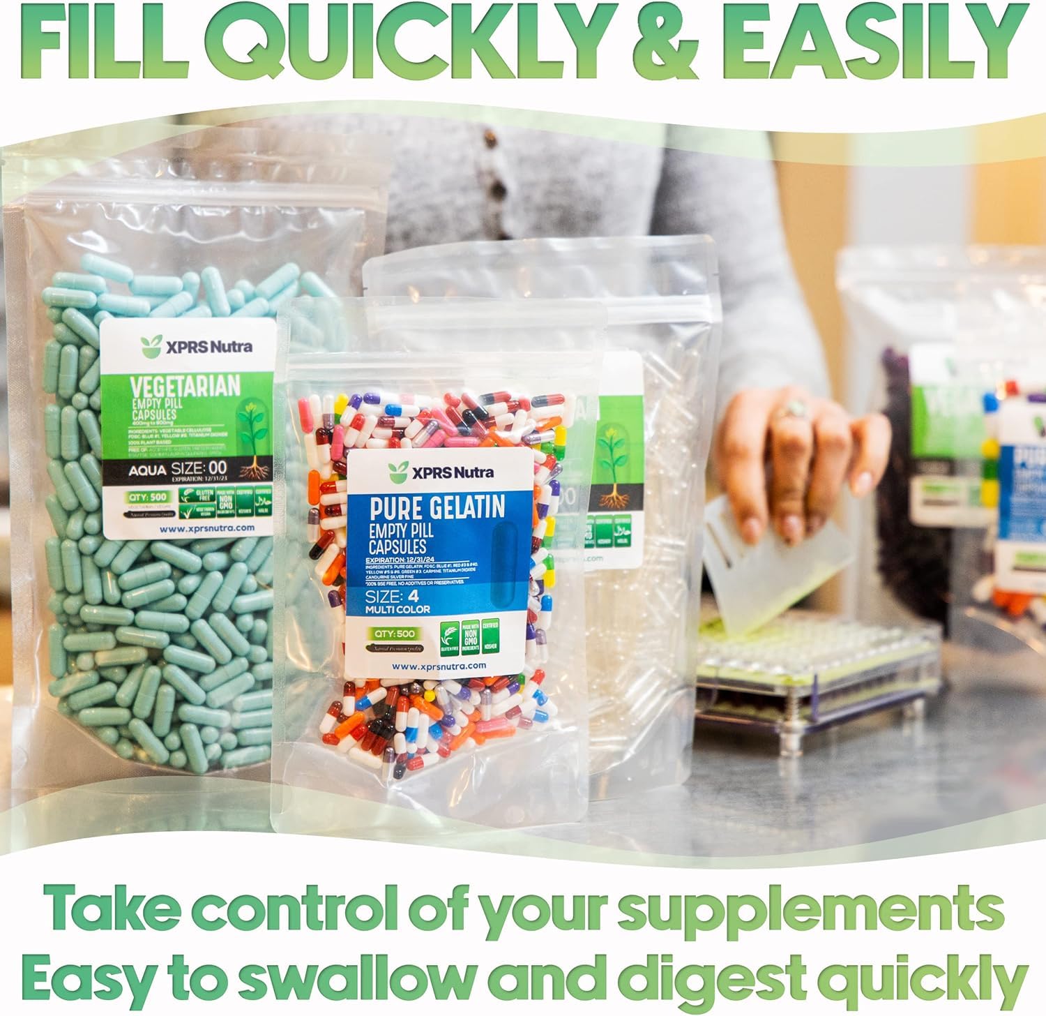 XPRS Nutra Size 0 Empty Capsules - 100 Clear Count Empty Vegan Capsules - Vegetarian Pill - DIY Vegetable Capsule Filling -Veggie Pills for Do-It-Yourself Supplements XPRS Nutra Au supplements