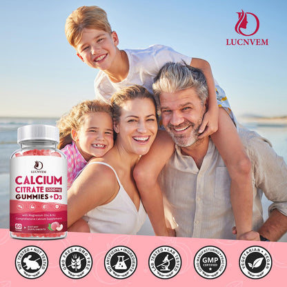 (2 Pack) Calcium Citrate 1200mg with Vitamin D3 Supplements Gummies for Women & Men, Calcium Gummies with Vitamin D3 K2, High Absorption LUCNVEMUS supplements