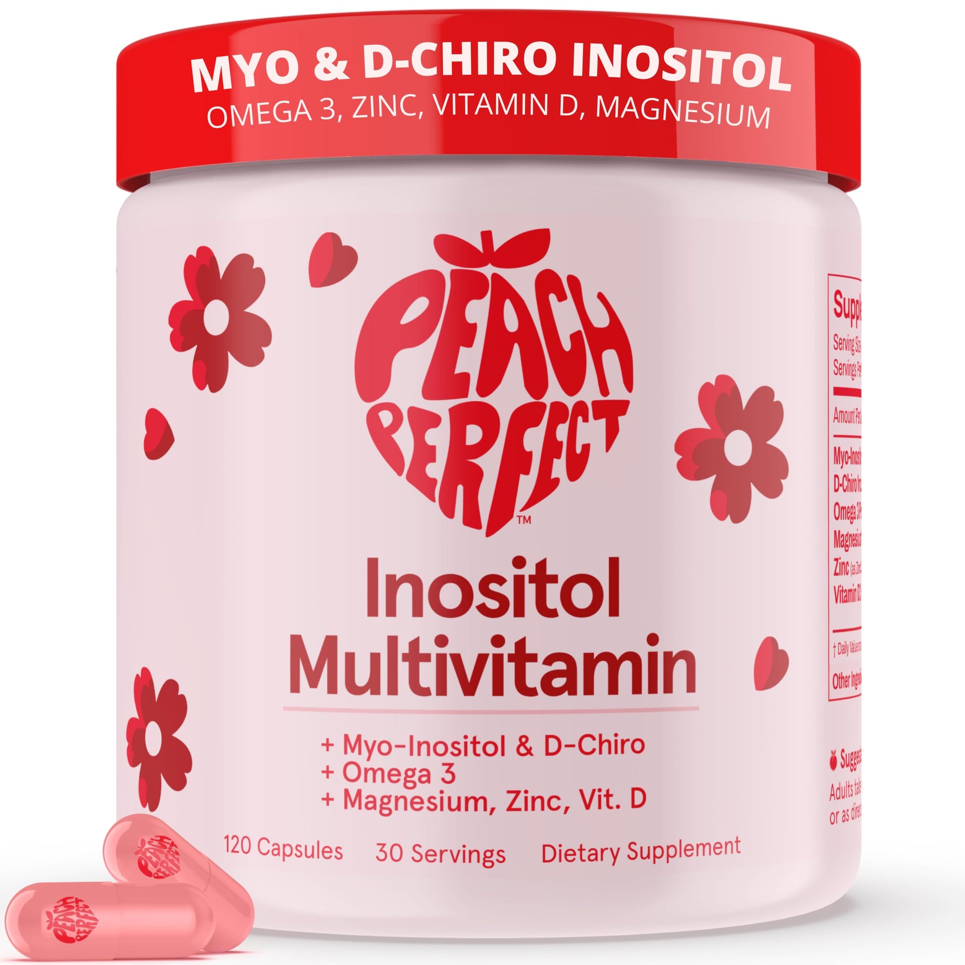 Peach Perfect Inositol Multivitamin – Myo-Inositol & D-Chiro 40:1 Blend, Omega-3, Vitamin D3, Magnesium, Zinc – Supports Women’s Health, Mood, Energy, Supplement – 30 SVG Peach Perfect buy supplements Au