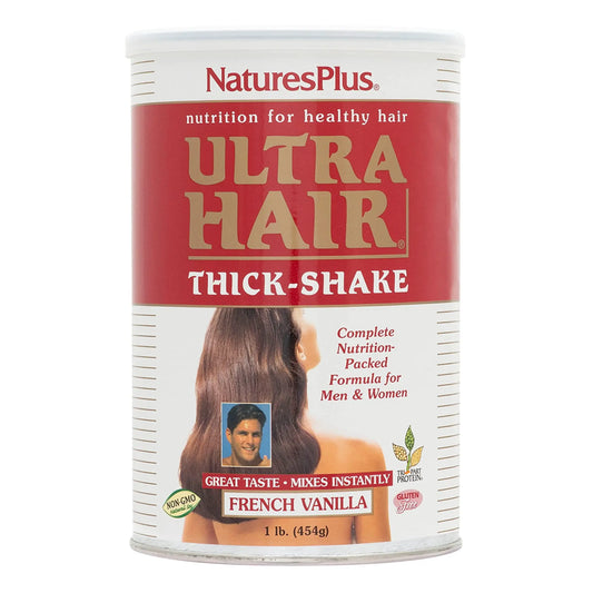 NaturesPlus Ultra Hair Thick Shake - 1 lb - French Vanilla Flavor - Hair Protein Powder for Healthy Growth - With Biotin & Amino Acids - Non-GMO, Gluten-Free - 16 Servings NaturesPlusAU supplements