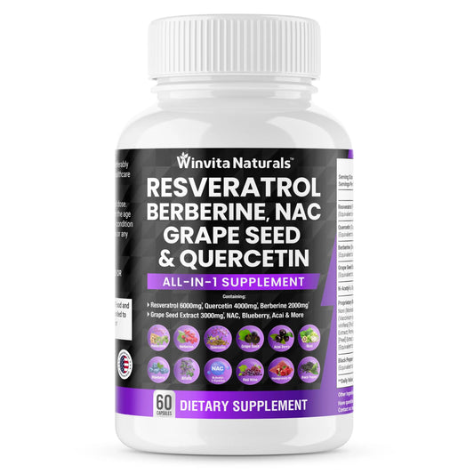 Resveratrol 6000mg Quercetin 4000mg Berberine 2000mg Grape Seed Extract 3000mg Winvita NaturalsAU supplements