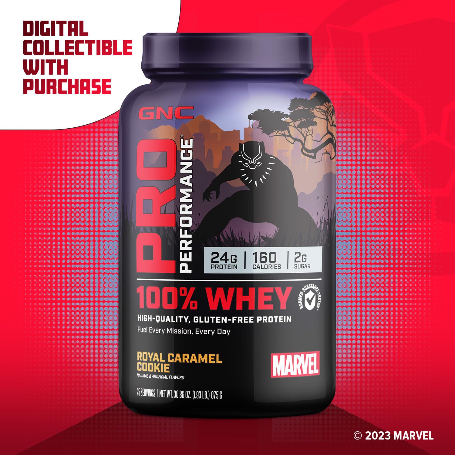 GNC Pro Performance 100% Whey - Marvel: Royal Caramel Cookie - 25 Servings GNC Au supplements