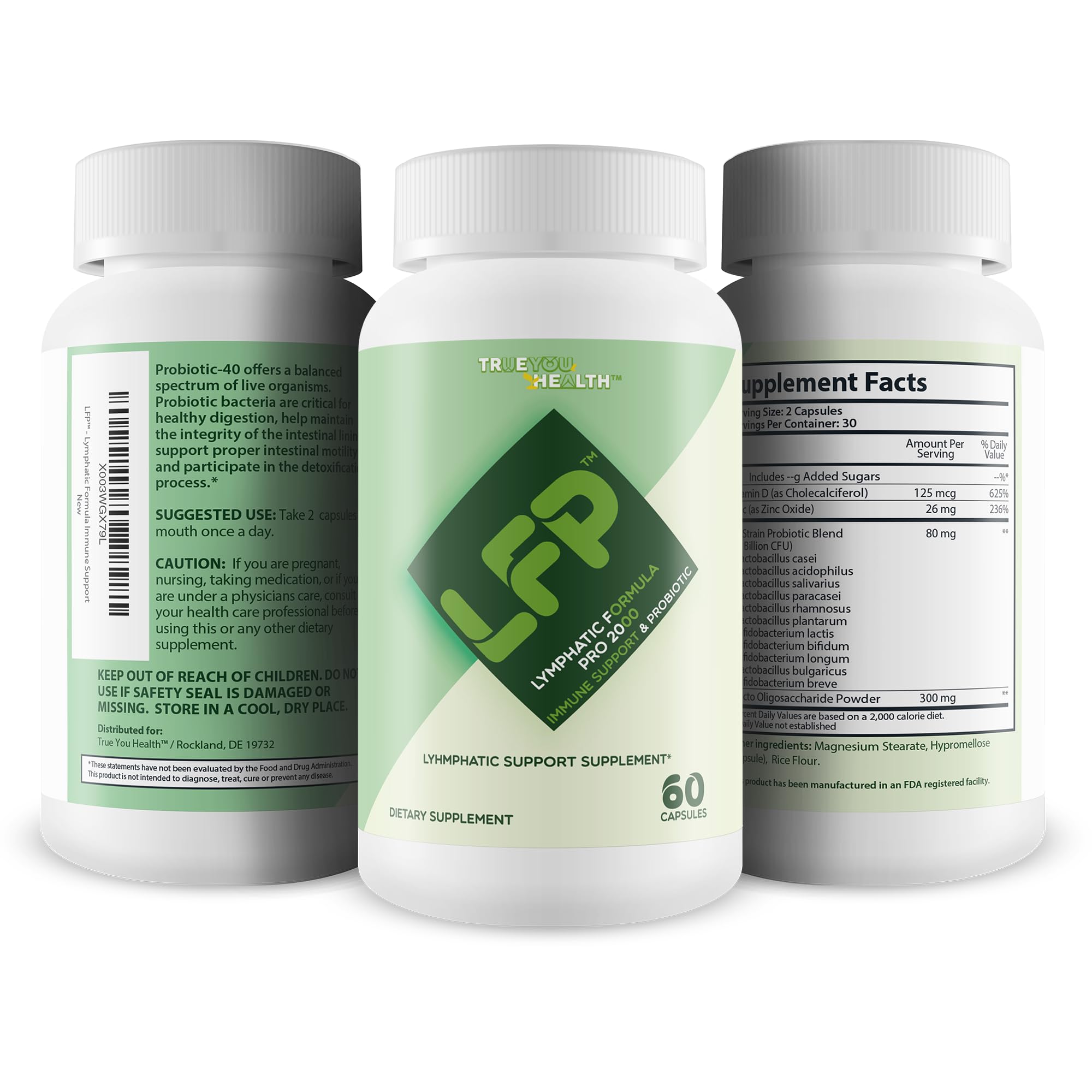 LFP - Lymphatic Formula Pro 2000 Immune Support & Probiotic - Lymphatic Support Supplement to Promote Healthy Immune System & Lymphatic Function - Aid Immune Response, Gut Health, & Overall Health True You Health Au supplements