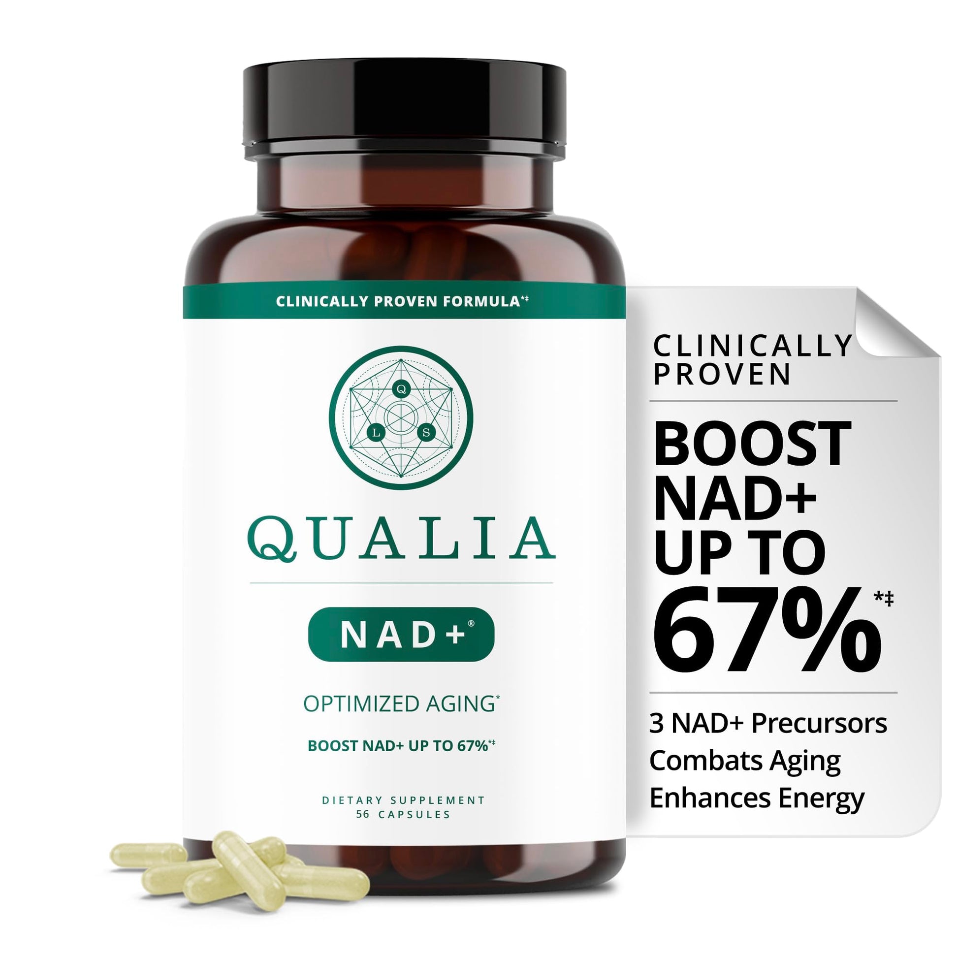 Qualia NAD Supplement — Clinically Proven to Boost NAD+ up to 67%. Optimized Aging, Energy, Focus. Elite Ingredients Nicotinamide Riboside (NIAGEN), Niacin, Niacinamide (1 Month Supply) QUALIA LIFE SCIENCES buy supplements Au