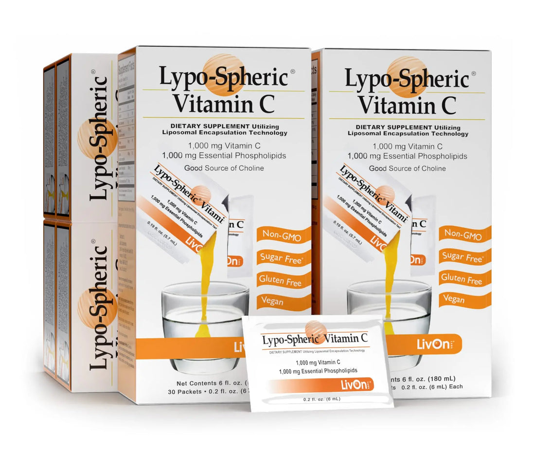 LivOn Laboratories Lypo–Spheric Vitamin C – 6 Cartons (180 Packets) – 1,000 mg Vitamin C & 1,000 mg Essential Phospholipids Per Packet – Liposome Encapsulated for Improved Absorption – 100% Non–GMO LivOn Laboratories Au supplements