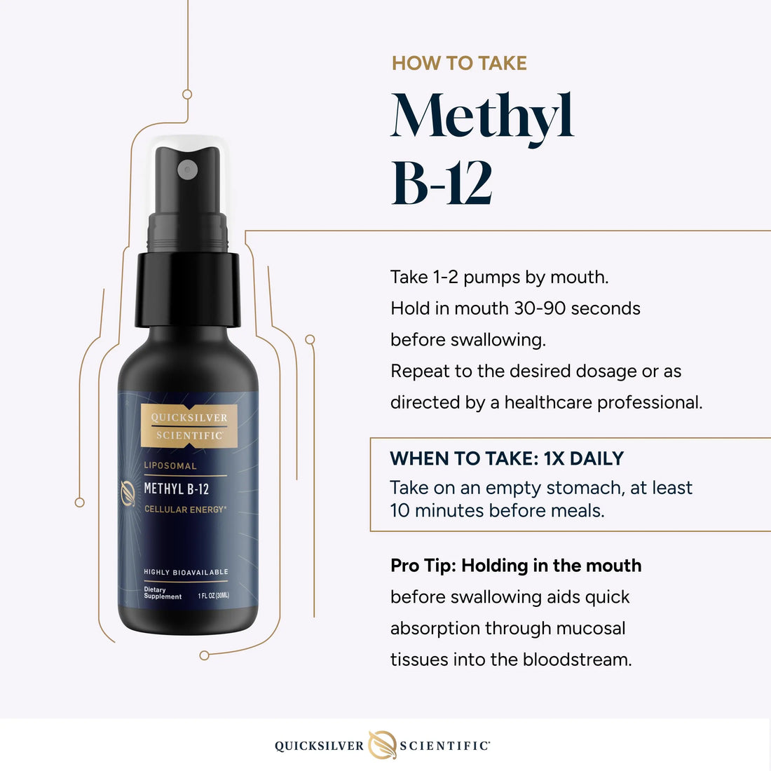 Quicksilver Scientific Methyl B12-1000mcg Vitamin B12 as Methylcobalamin - with Nano Technology for Superior Absorption - Supportive Energy Supplement (30ml / 90 Servings) Quicksilver Scientific Au supplements