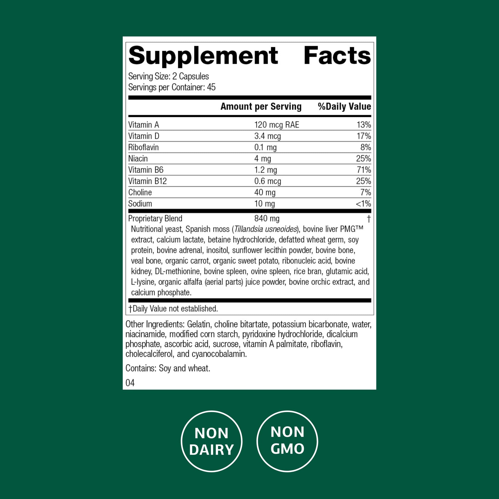 Standard Process Senaplex - Nervous System Support with Niacin, Vitamin B12 & B6 - Supports Brain Health & Cellular Health - Offers Antioxidant Activity - Non-Dairy - 90 Capsules (45 Servings) Standard Process Inc. Au supplements