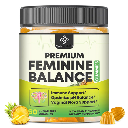 YANLUOBO Feminine Balance Probiotic Gummies - Women's Vaginal Health Support | PH Balance & Odor, Flora, Immune Support | Probiotics for Women, Vegan Pineapple Flavor, 60 Count YANLUOBOAU supplements