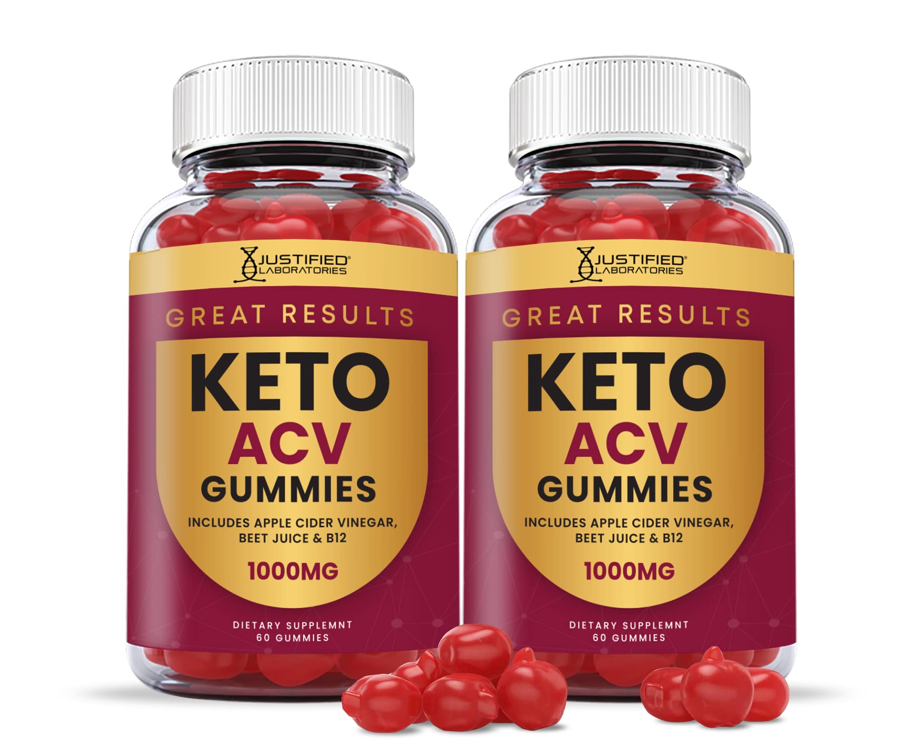Justified Laboratories (2 Pack) Great Results Keto ACV Gummies 1000MG Justified Laboratories Au supplements