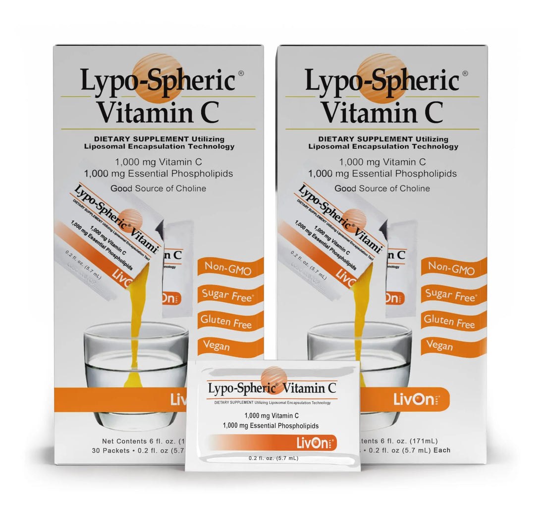 LivOn Laboratories - Lypo–Spheric Vitamin C – 1,000 mg Vitamin C & 1,000 mg Essential Phospholipids Per Packet – Liposome Encapsulated for Improved Absorption – Non–GMO - 2 Pack (60 Count) LivOn Laboratories Au supplements