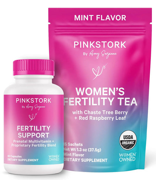 Pink Stork Fertility Bundle for Women – Conception Tea + Prenatal Vitamin Support with Inositol, Vitex, Folate & Ashwagandha – Supports Hormone Balance, Cycle Health & Preconception Wellness Pink StorkAU supplements