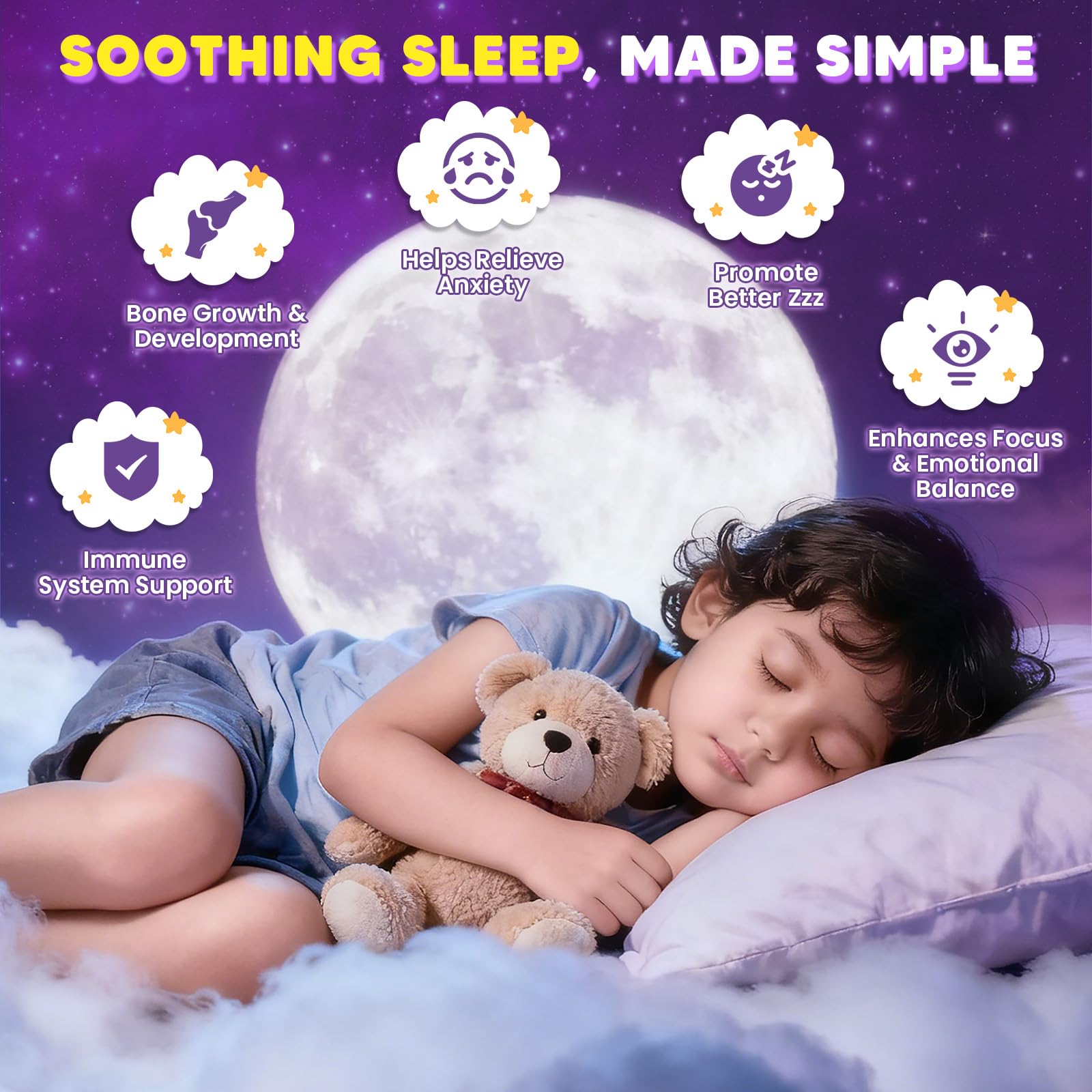Magnesium Glycinate Gummies 400/200mg for Kids & Adults, NO Melatonin Sleep Aid Magnesium Supplement Gummies with Chamomile, Lavender, L-Theanine & GABA, B6, D3 & K2 for Bone, Relax, Immune Support GORNVB Au supplements