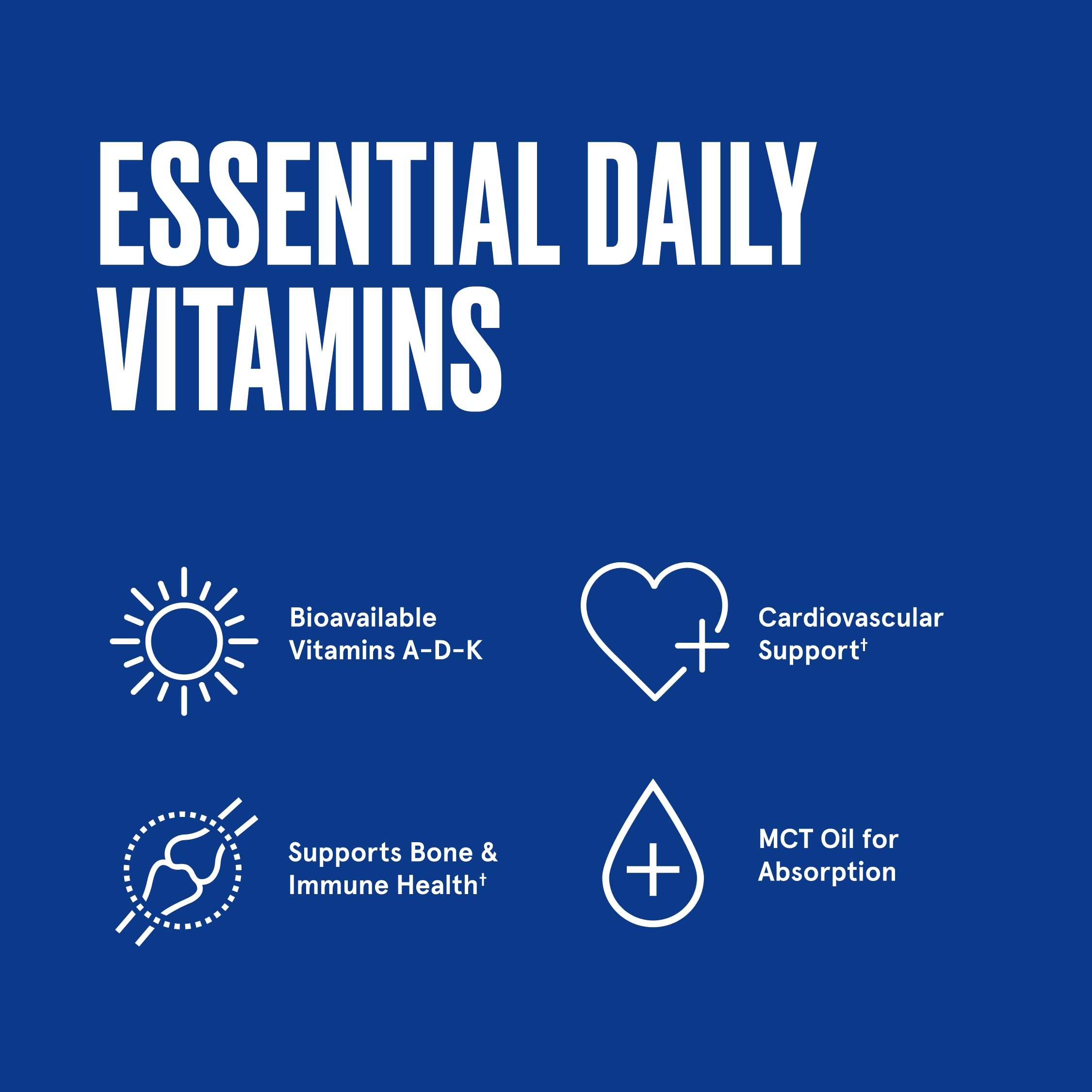 Vitamins A-D-K, 30 Softgels, 900mcg Vitamin A, with 5000 IU D3, K1, K2, K3, High Potency Bulletproof Au supplements