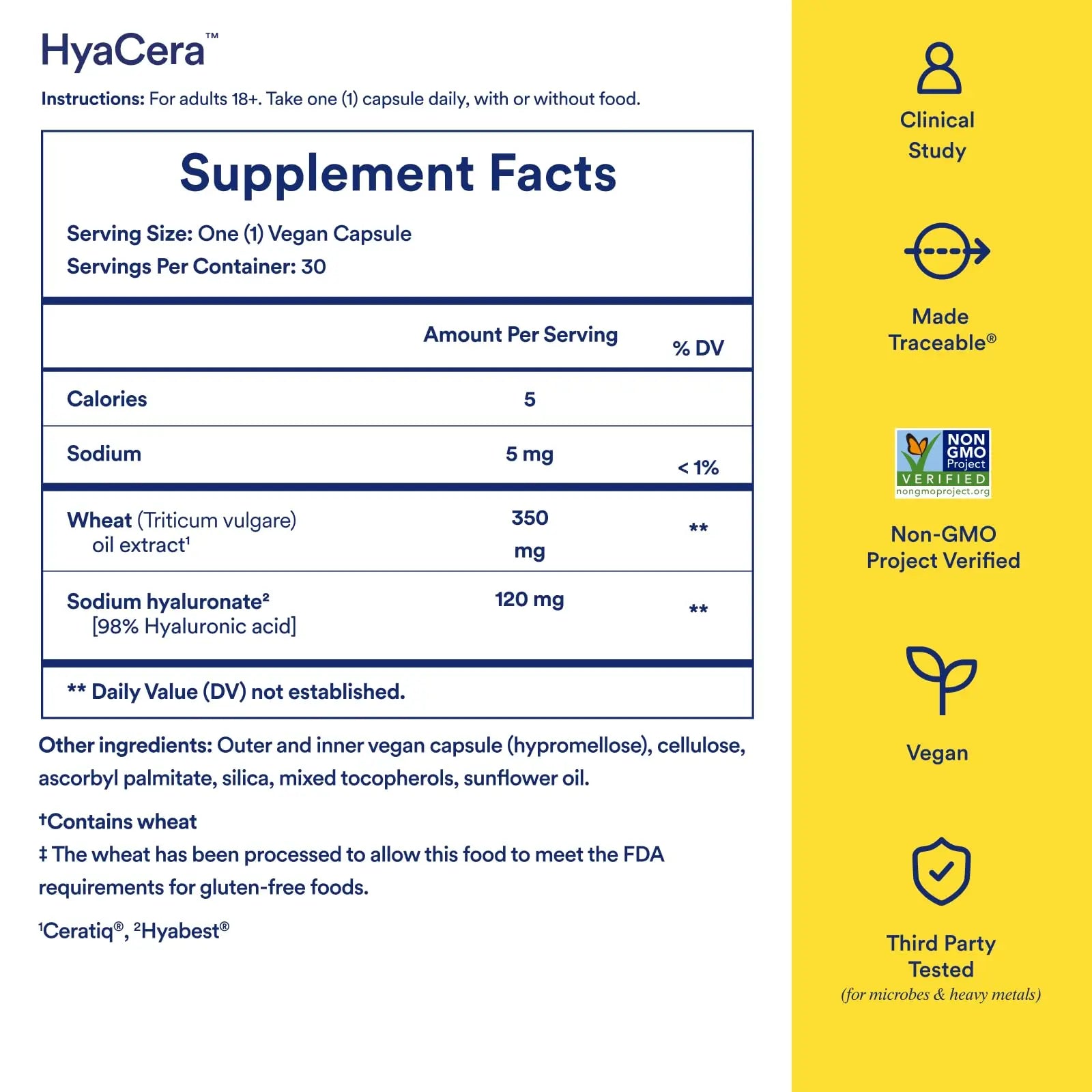 Ritual HyaCera Skin Supplement for Wrinkle Support, with Hyabest® and Ceratiq® for Skin Hydration Support, Hyaluronic Acid, Glycolipids, Ceramides, Gluten Free, Non GMO, Vanilla Essence, 30 Day Supply Ritual Au supplements