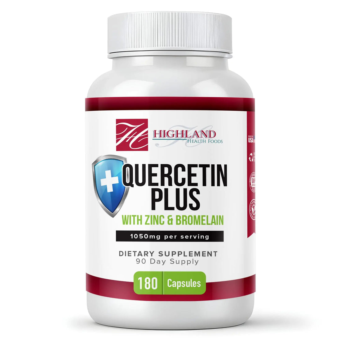 Highland Health Foods Quercetin Plus Bromelain and Zinc 180 Capsules - Immune Support Supplement for Adults, Teens, Seniors - Quercetin with Bromelain for Immune Support Highland Health Foods uk supplements