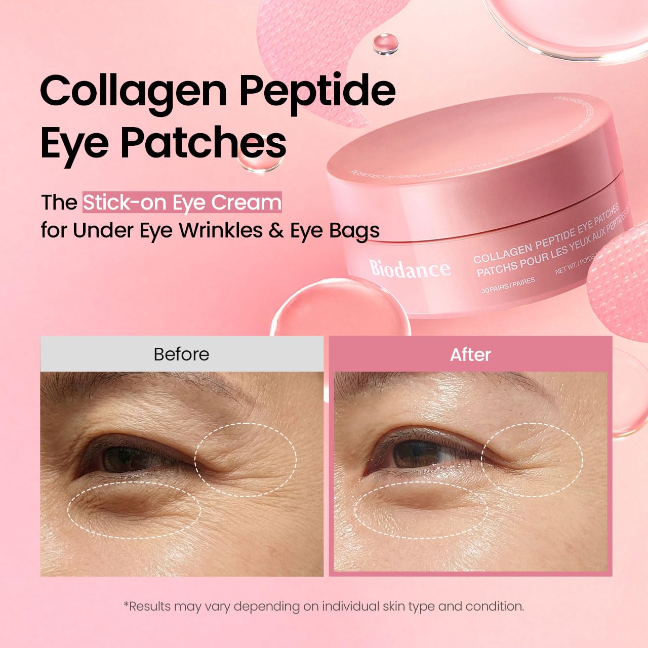 BIODANCE Collagen Peptide Eye Patches, Anti Wrinkle & Smile Line Patches for Face, Under Eye Mask for Fine Lines & Eye Bags, Travel Essentials & Self Care Gifts for Women, Korean Skin Care (60 Count) BIODANCE Au supplements