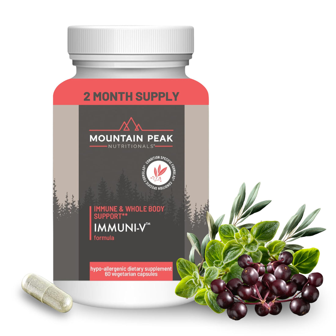 Mountain Peak Nutritionals Immuni-V - Immune System & Whole Body Support Supplement - Natural Antioxidant Booster with Humic Acid, Olive Extract, & Elderberry (60 Vegetarian Capsules) Mountain Peak Nutritionals Au supplements