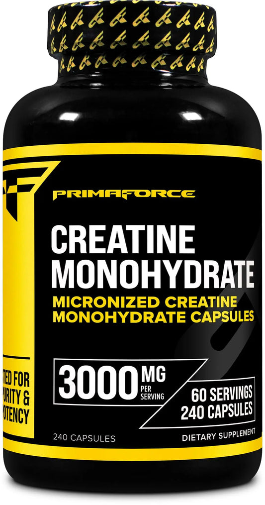 Primaforce Creatine Monohydrate Capsules - 240 Capsules, 3,000mg per Serving, Gluten Free and Non-GMO PrimaforceAU supplements