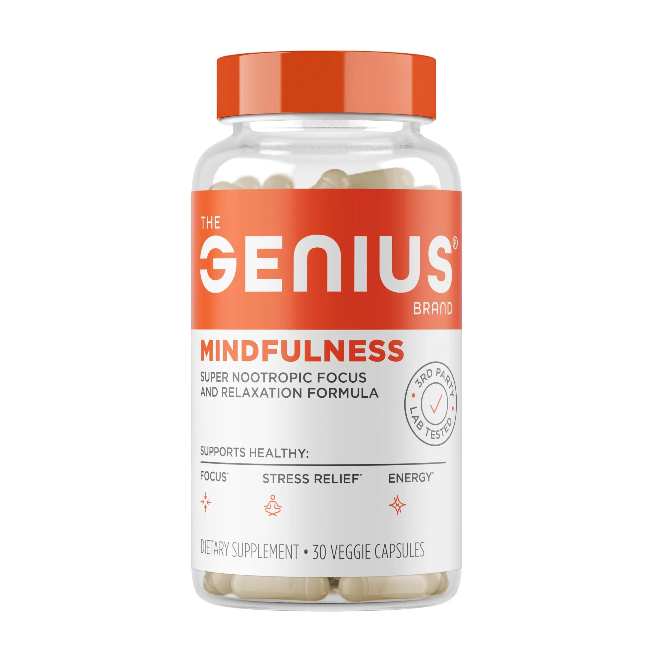 The Genius Brand Genius Mindfulness - Brain Health Supplement - Supports Healthy Mindsets - Calm, Energy, Memory & Focus Support - Ashwagandha, NeuroFactor & More - 30 Veggie Pills The Genius Brand Au supplements