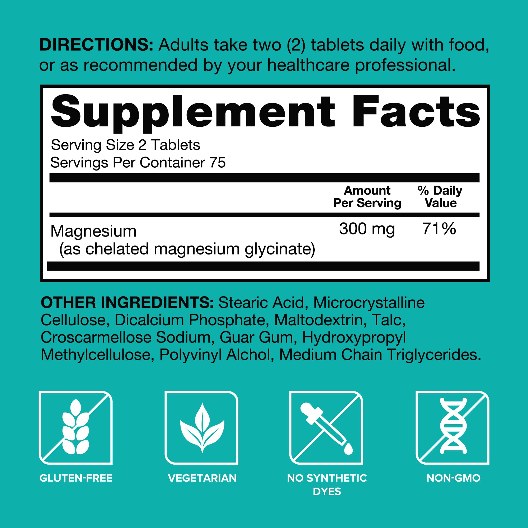 Qunol Magnesium Glycinate 300mg, 100% Glycinate Chelated Magnesium Supplement, 150ct Tablets Qunol Au supplements