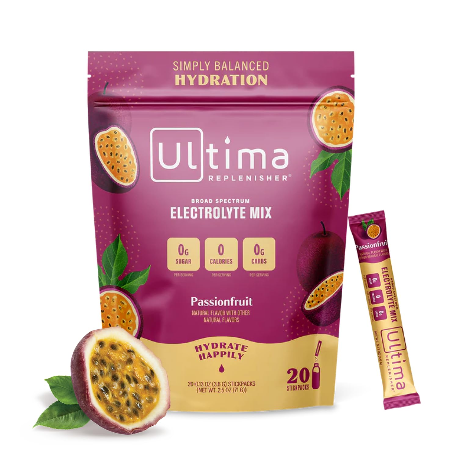 Ultima Replenisher Daily Electrolyte Drink Mix – Passionfruit, 20 Stickpacks – Hydration Ultima Replenisher Au supplements