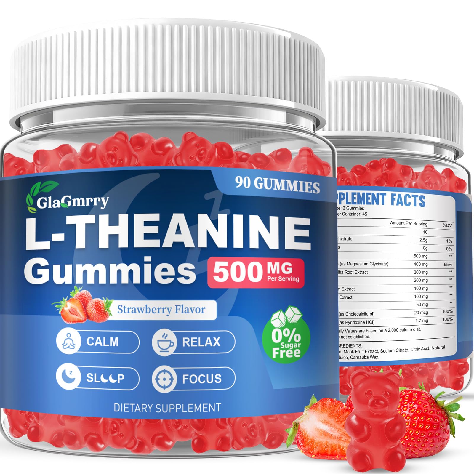 GlaGmrry 180 Count | L Theanine Gummies, L Theanine Supplement for Adults & Kids, w/Ashwagandha, Magnesium, GABA & 5-HTP, Sugar Free Liposomal Formula for Calm Relax zzZ M♡♡d & Focus, Vegan GlaGmrry Au supplements