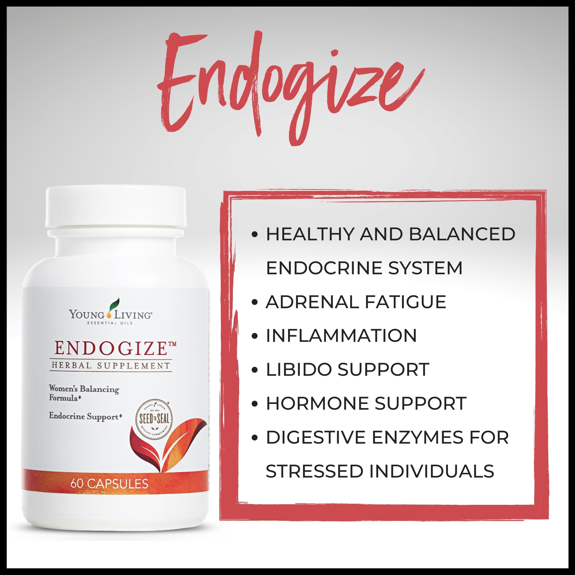 Young Living - EndoGize 60 Capsules | Hormonal Health & Endocrine System Support with Essential Oils | Daily Herbal Supplement for Women's Wellness & Balancing Formula Young Living Au supplements