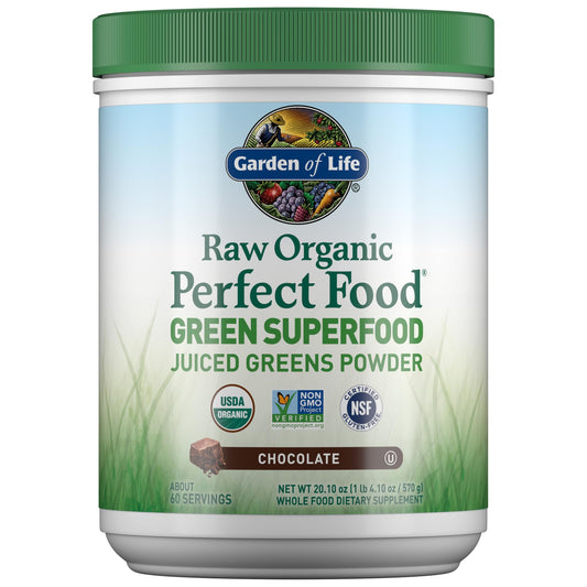 Garden of Life Raw Organic Perfect Food Green Superfood Juiced Greens Powder - Chocolate, 60 Servings, Non-GMO, Gluten Free, Vegan Whole Food Dietary Supplement Plus Probiotics, Enzymes Garden of LifeAu supplements