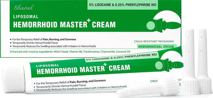Ebanel 5% Lidocaine Hemorrhoid Treatment Cream with Witch Hazel, Phenylephrine, Horse Chestnut, Vitamin B6, Zinc Oxide, External and Internal Hemorrhoids Treatment Burn Itch Pain Relief Anal Cream EbanelAu supplements
